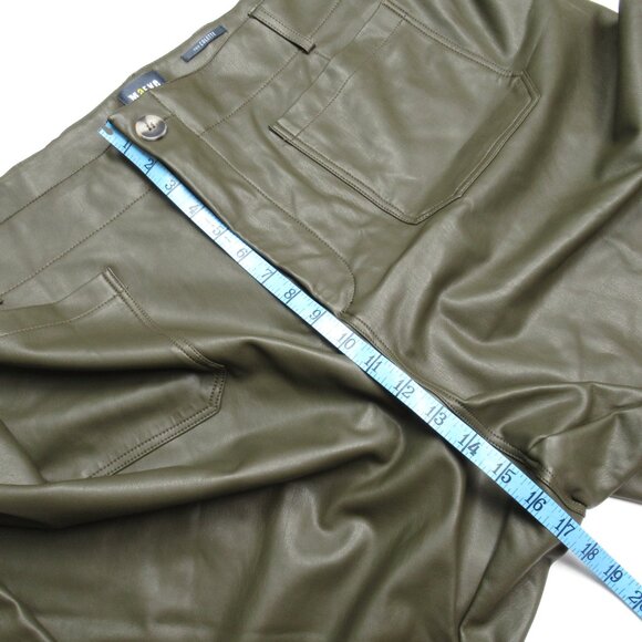 Anthropologie Maeve The Colette Cropped Wide-Leg Faux Leather Pants Moss 26W - Picture 8 of 11